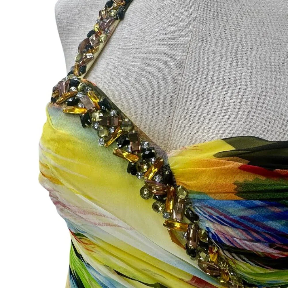 Alyce Designs Multicolor Yellow Jeweled Trumpet Dress - Picture 3 of 9
